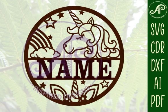Cartoon Unicorn Name Sign SVG Cut File: A Magical Design Asset