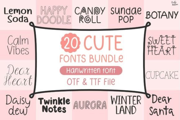 Cute Handwritten Font Bundle: 20 Fonts for Creative Charm