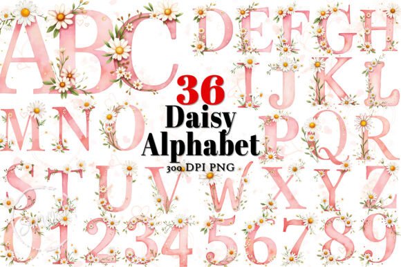 Daisy Birth Flower Alphabet: A Design Asset for Spring