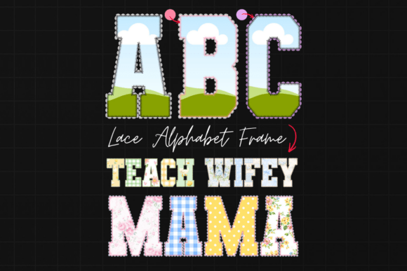 Elegant Lace Alphabet Canva Font Frame Template