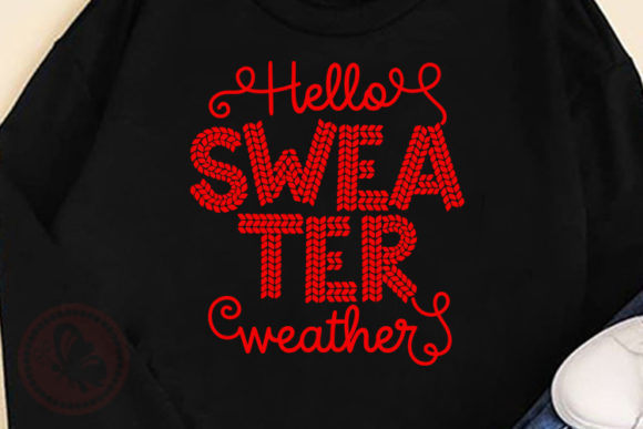 Embrace Cozy Charm with Hello SWEATER Weather Yarn Font Clip Art