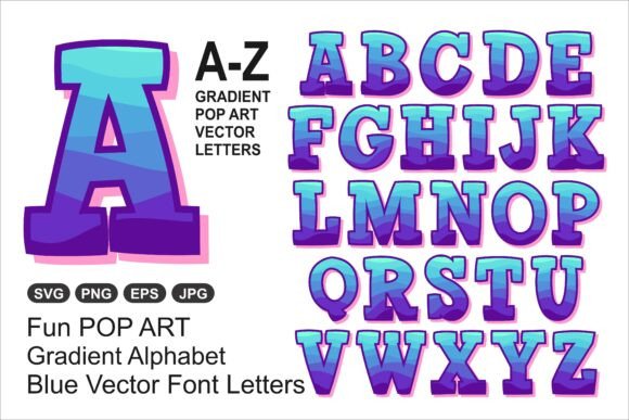 Gradient Pop Letters Vector Font a-Z SVG: Bold 3D Alphabet for Vibrant Projects