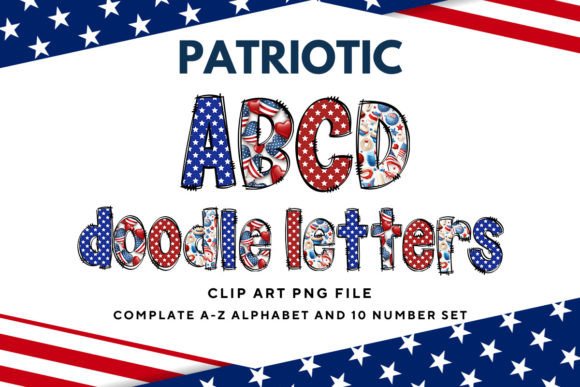 Patriotic USA Doodle Alphabet Letters12: A Creative Asset for Themed Projects
